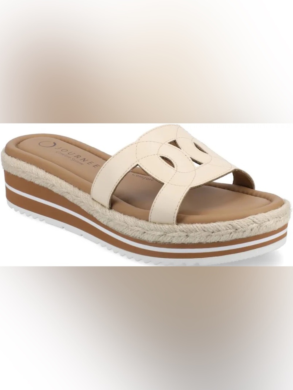 Journee Collection Rosalinda Platform Espadrille Sandal- Bone